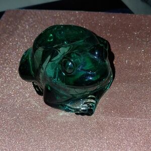 Indiana Glass Green Frog Candle Holder